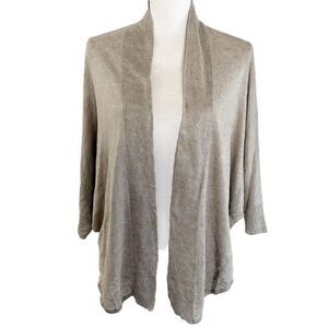 Eileen Fisher Womens Linen Batwing Cardigan Size Petite Large Beachy Knit